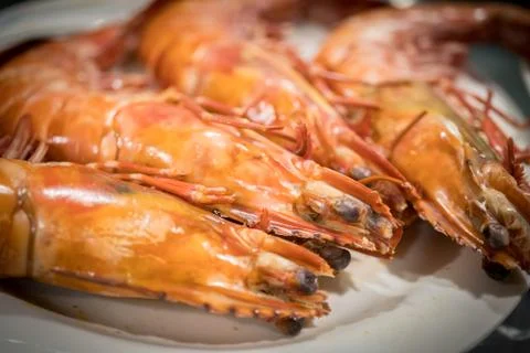 Stirfried King Prawns Stock Photos