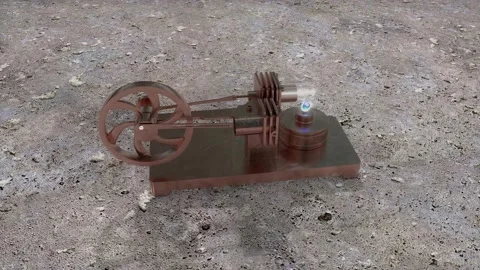 Stirling engine, hot an cold air engine operation. Stock Footage 204856955