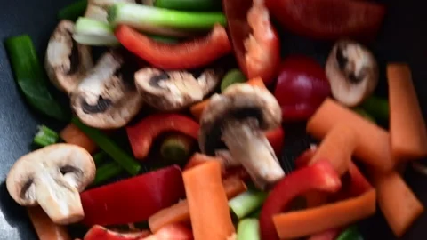Stirred fry vegetables. Stock Footage 149983271