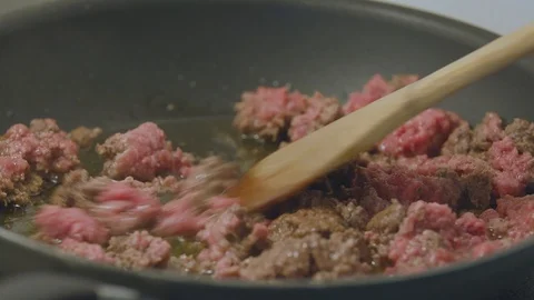 Stirring Beef on the Stovetop Stock Footage 91226168