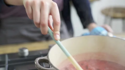 Stirring beetroot Stock Footage 140268846