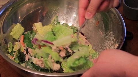 Stirring chicken salad Stock Footage 91913300