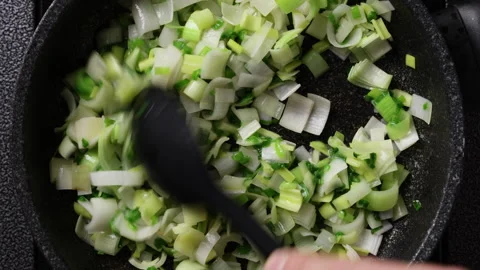 Stirring Chopped Vegetables Close Up Top View 스톡 동영상 337190412