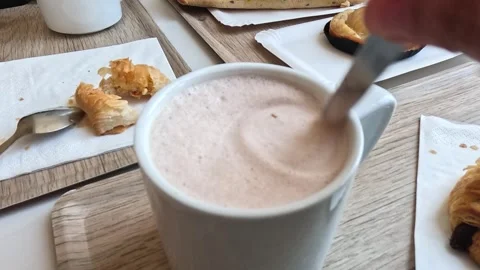 Stirring Coffee at Paris Cafe Stock Footage 301371944
