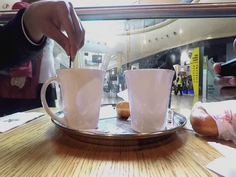 Stirring Coffee With Spoon Stock Footage 82111492