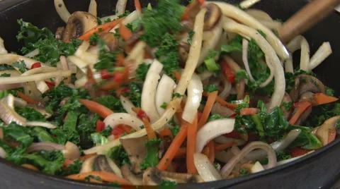 Stirring Cooking Vegetables Stock Footage 2428062