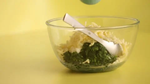 Stirring dip spinach Stock Footage 132198387