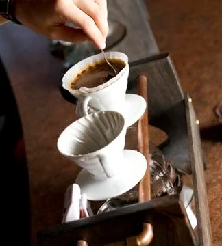 Stirring Filtered Coffee Stock Photos
