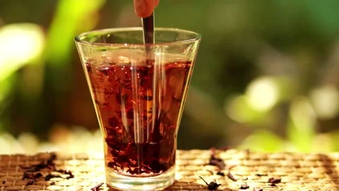 Stirring Herbal Tea Stock Footage 135138338