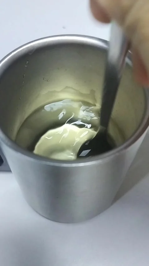Stirring Hot Drink Inside Reusable Thermo Mug Stock Footage 323503597