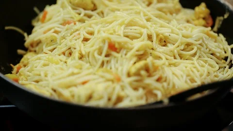Stirring noodles Stock Footage 98361697