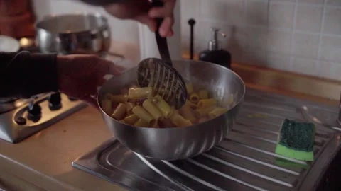 Stirring Pasta Stock Footage 282898465
