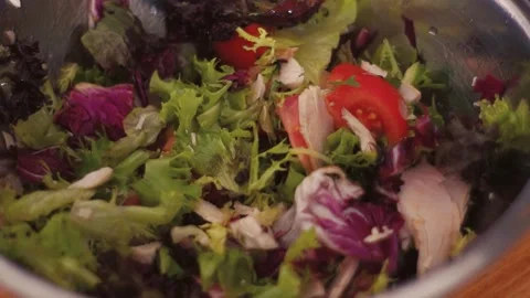 Stirring salad Stock Footage 131431442