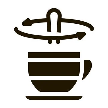 Stirring spoon in cup of tea icon Vector Glyph Illustration 库存插图