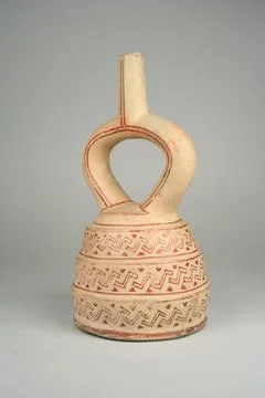 Stirrup Spout Bottle with Three Sections 5th7th century Moche. Stirrup Spou.. Stock Photos