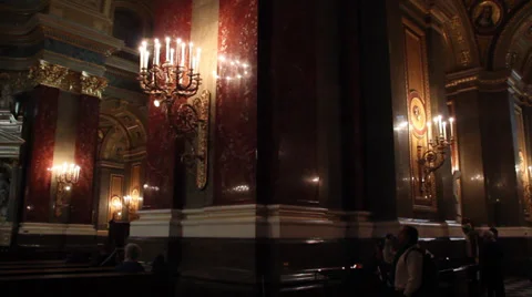 ST.ISHTVAN BASILICА INSIDE PANORAMA 01 Stock Footage 39244095