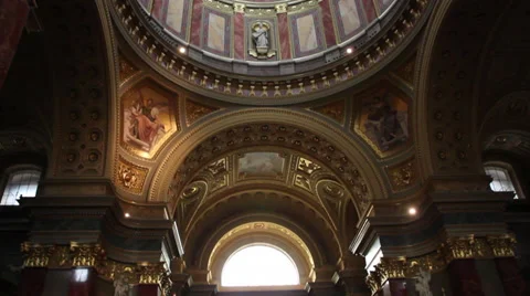 ST.ISHTVAN BASILICА INSIDE TILT UP 04 Stock Footage 39254277