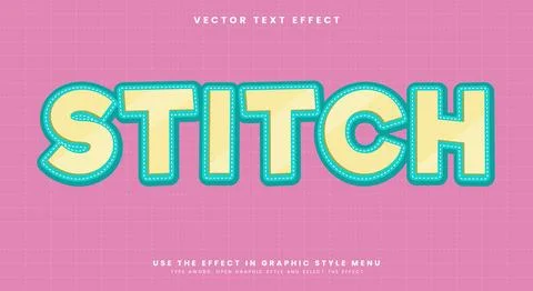 Stitch denim editable text effect Template Stock Illustration