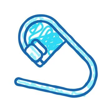 Stitch marker knitting wool icon doodle illustration Illustrazione stock