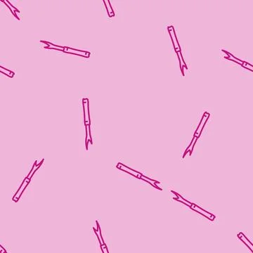 Stitch ripper knitting wool line vector seamless pattern Stock Illustration
