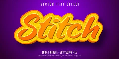 Stitch text, cartoon style editable text effect Stock Illustration