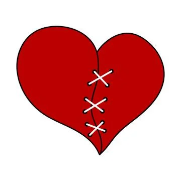 Stitched Broken Heart Vector Illustration Stock Illustration