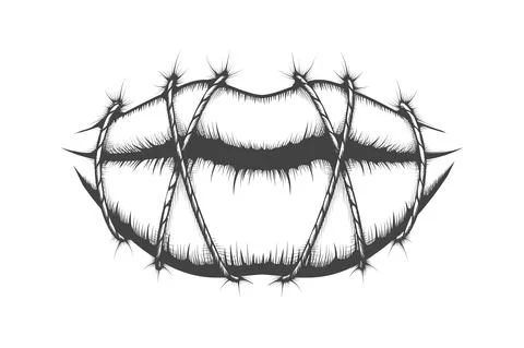 Stitched Lips Tattoo Stock Illustration