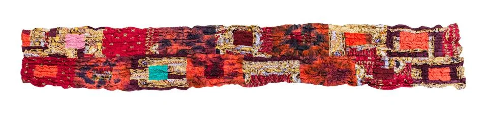 Stitched red brown patchwork scarf isolated Stock Photos