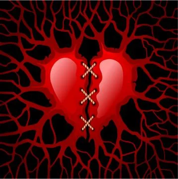 Stitched Red Heart Stock Illustration