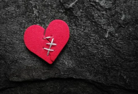 Stitched red heart Stock Photos