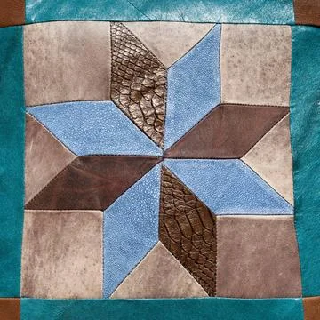 Stitched star pattern from leather pieces stitched star pattern from leath... Stock Photos