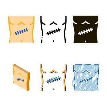 Stitched surgical multipack wound icon vector outline Stock Illustration