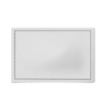 Stitched white textile label, vector realistic cloth fabric rectangle sewn on Stock Illustration