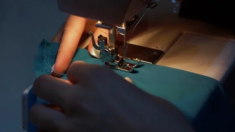 Stitches blue fabric 스톡 동영상 119071655