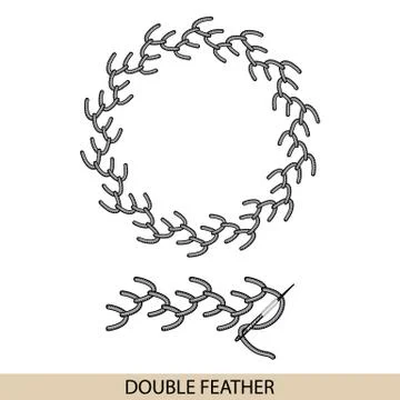 Stitches FEATHER stich type vector. Collection of thread hand embroidery and  Stock Illustration