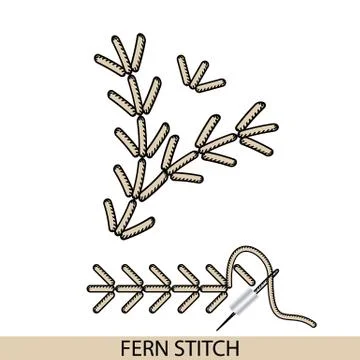 Stitches fern stich type vector. Collection of thread hand embroidery and sew Stock Illustration