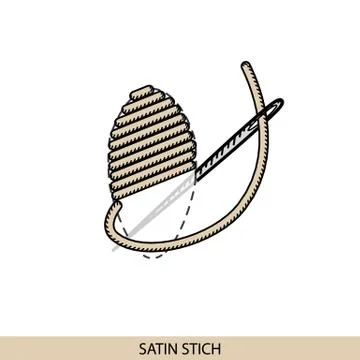 Stitches satin stitch type vector. Collection of thread hand embroidery and s Stock Illustration