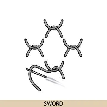 Stitches sword stich type vector. Collection of thread hand embroidery and se Stock Illustration