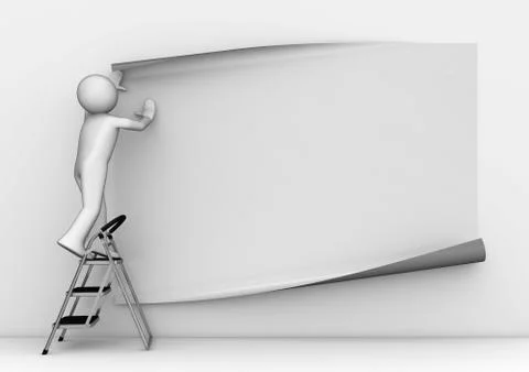 Stitching grey background (3d characters isolated on white background series) Stock Illustration