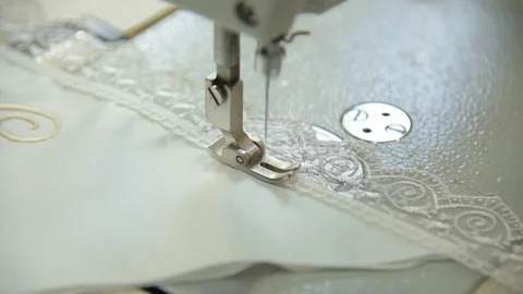 Stitching the lace Stock Footage 123913675