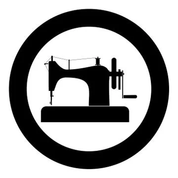 Stitching machine Sewing machine Tailor equipment vintage icon in circle roun Stock Illustration