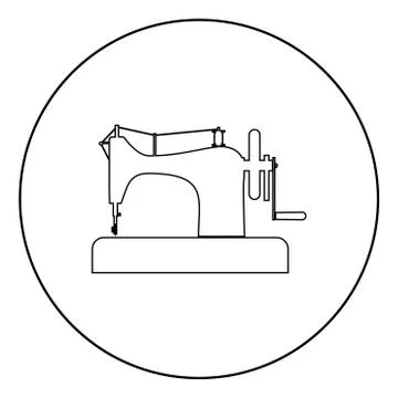 Stitching machine Sewing machine Tailor equipment vintage icon in circle roun Stock Illustration