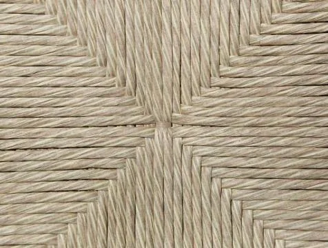 Stitching macro of an ancient rectangular hand-made chair by the chair artisa Foto stock