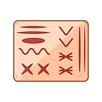 Stitching suture practice pad cartoon vector illustration Stock Illustration