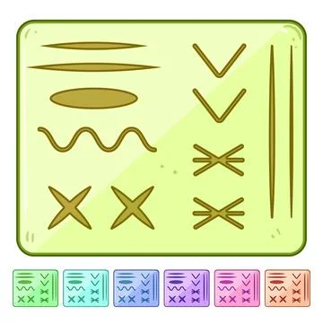 Stitching suture practice pad cartoon vector graphic Stock Illustration