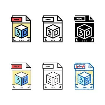 Stl 3d file color range icon vector Stock Illustration