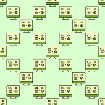 STL and Cube on PC Screen vector Additive Manufacturing Technology colored .. 스톡 일러스트