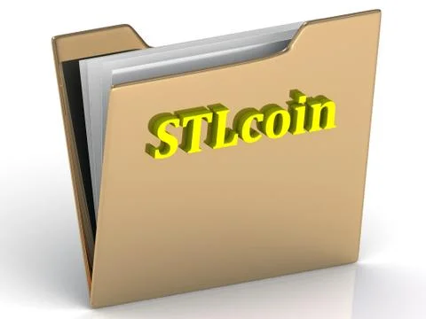 STLcoin- bright color letters on a gold folder on a white background Stock Illustration