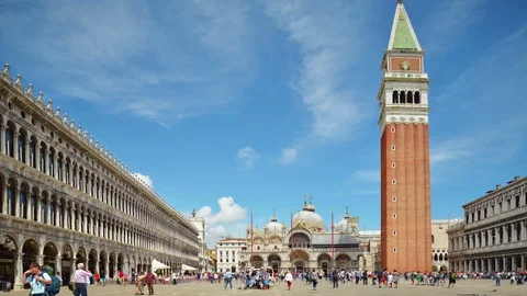 St.Mark's square Piazza San Marko Cathedral Venice Italy time-lapse Video stock 106262675
