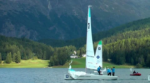 St.Moritz Match Race, Lake St.Moritz, Switzerland Stock Footage 8689033